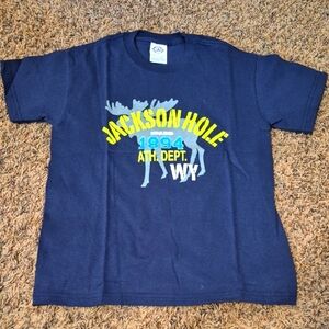 Brand New Navy Kids T-Shirt Jackson Hole WY Moose Print Size Youth Medium
